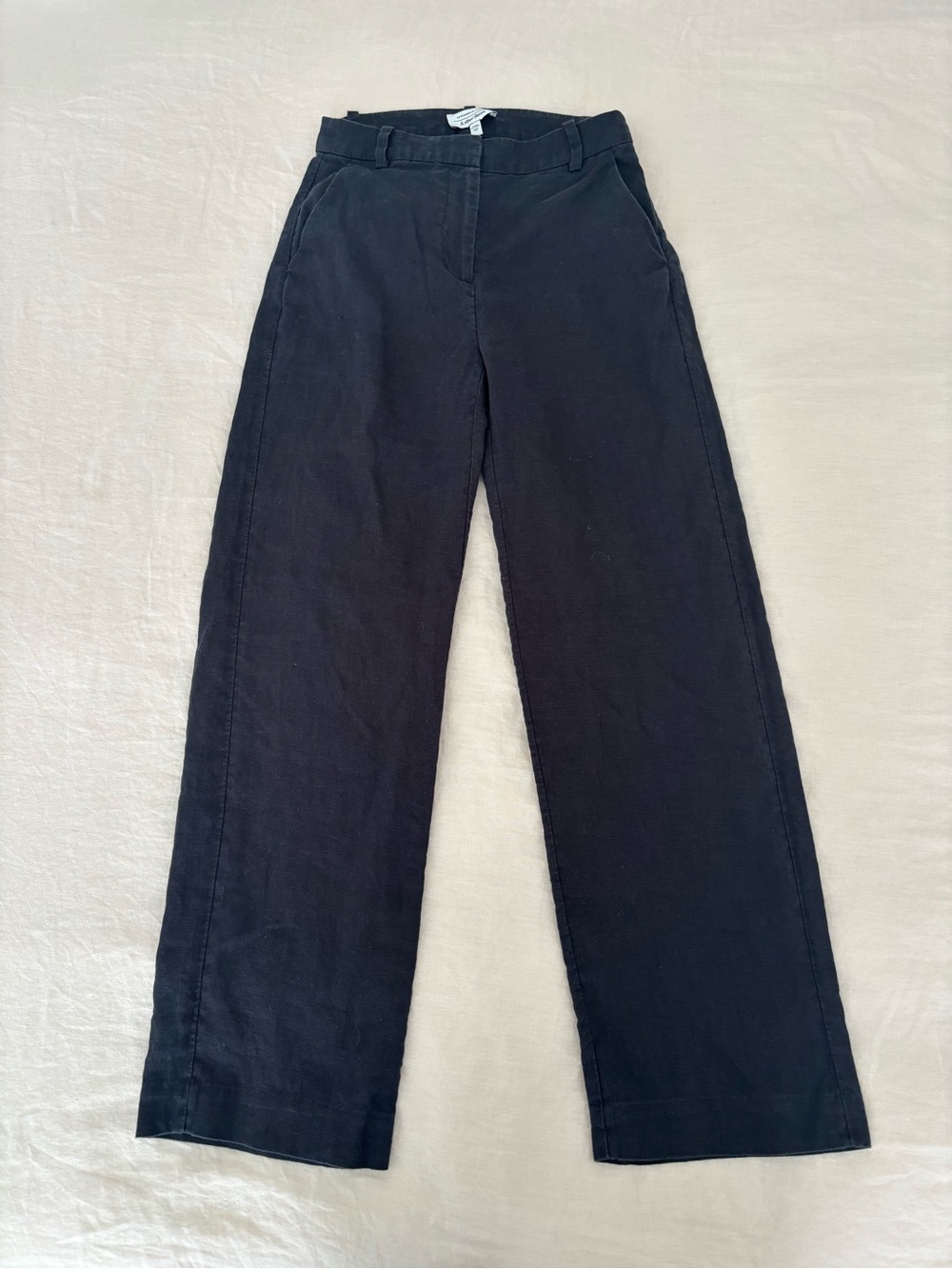 & Other Stories 100% Linen Wide Leg Trouser Pants Size 2 in Black